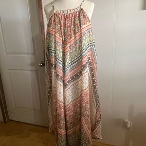 Bohemian Maxi Dress with Geometric Patterns